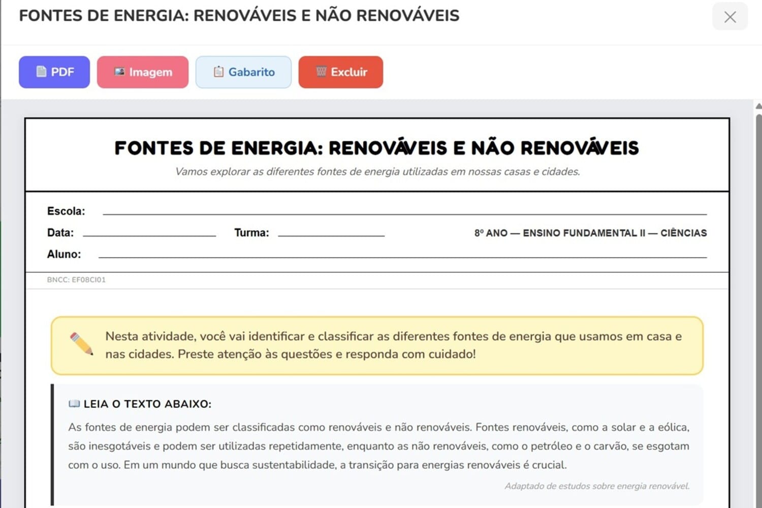 Atividade exemplo